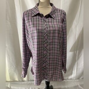 Christopher & Banks Purple Plaid Button Down Shirt
